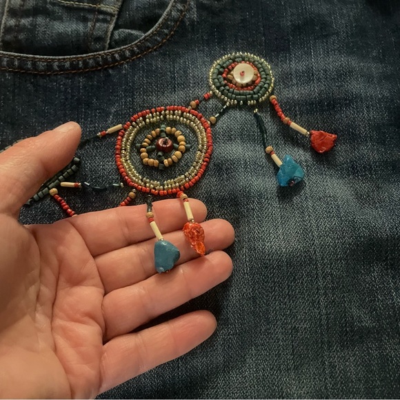 Buffalo David Bitton NWT Boho beaded and stone detailed Denim Skirt - Picture 11 of 11